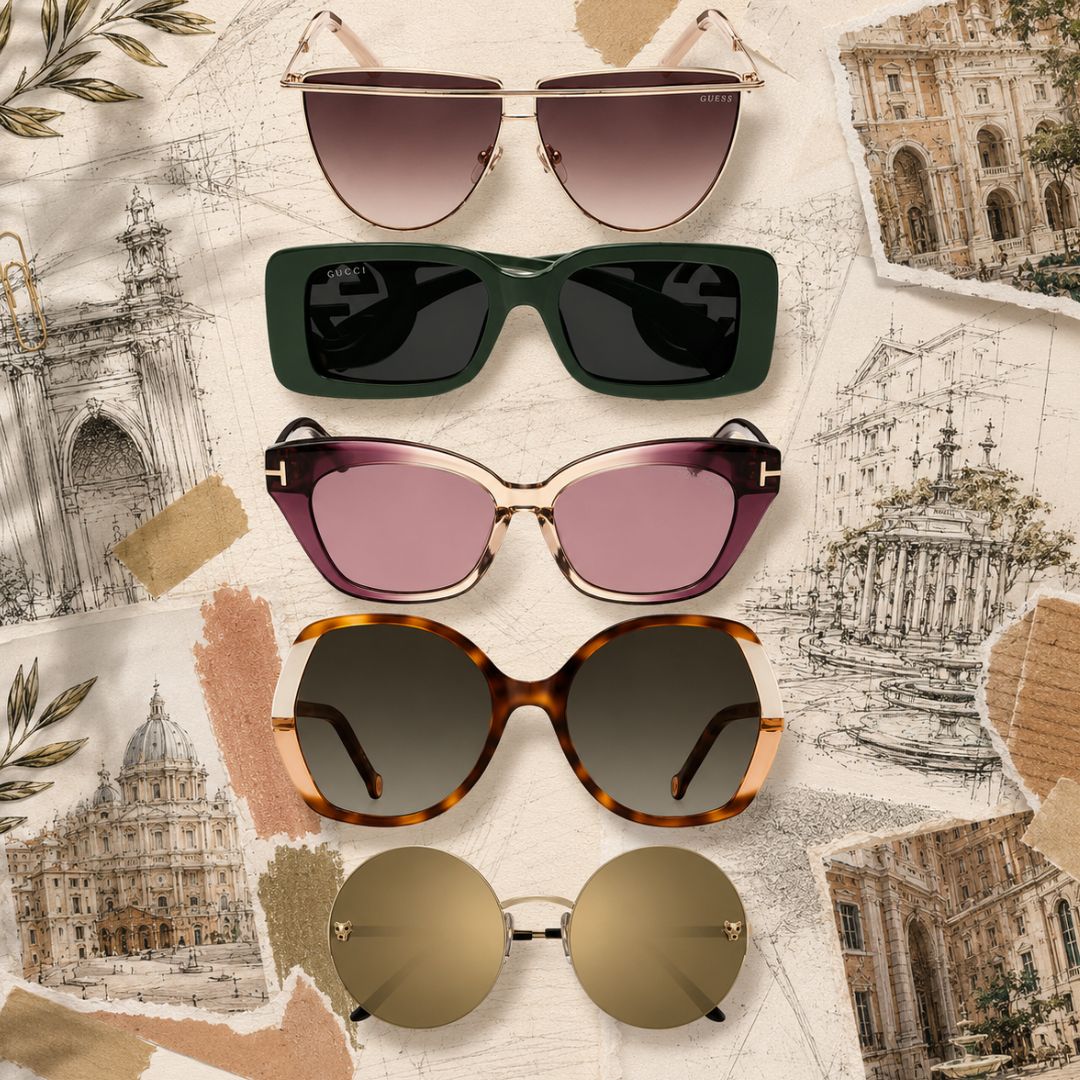 *Od zgoraj navzdol znamke: Guess 139 €, Gucci 359 €, Tom Ford 307 €, Carolina Herrera 187 €, Cartier 879 €